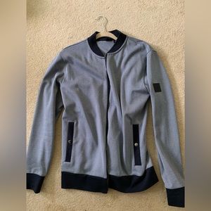 BOSS by Hugo Boss blue and white zip-up jacket, track suit style, large